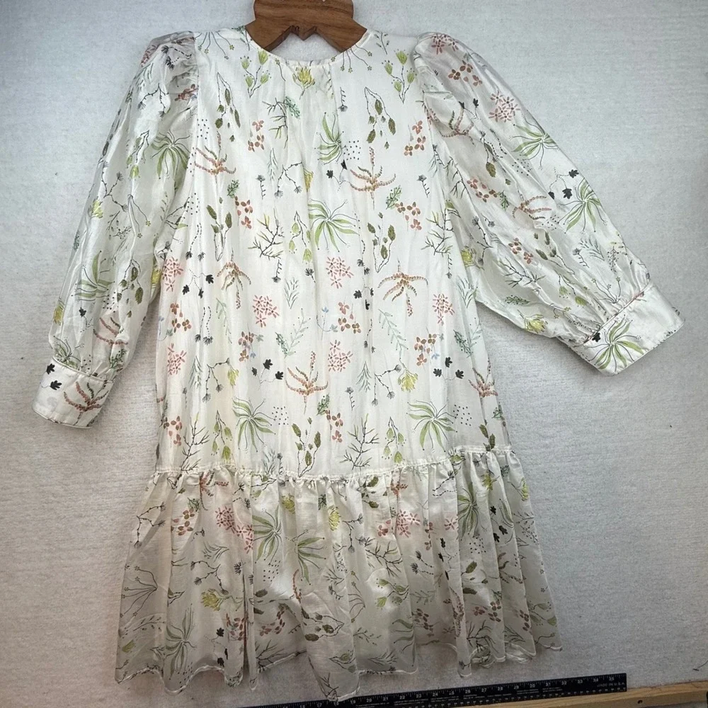 Soaked in Luxury Tunic Dress‎ L Floral Puff Sleeve ethereal cottagecore coastal